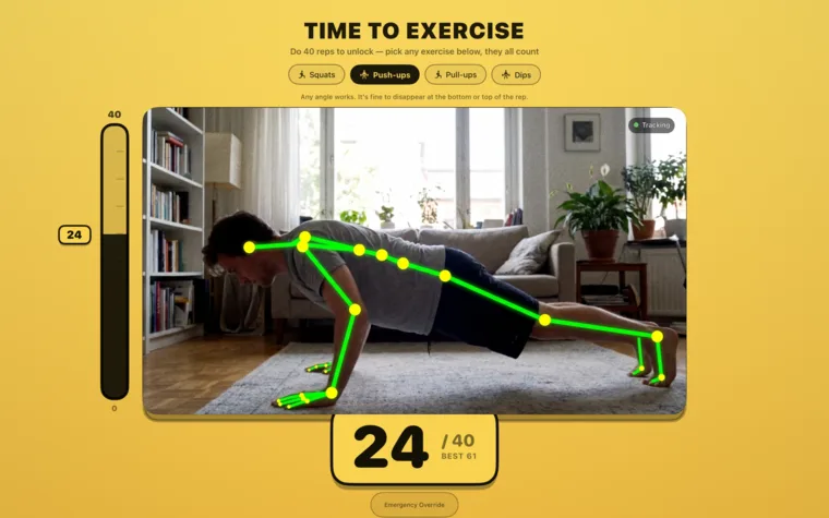 Exercise Blocker — push-ups count too
